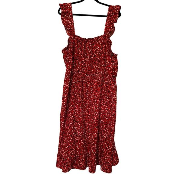 Who What Wear Dresses & Skirts - Who What Wear sleeveless floral red white & black smocked dress pockets size 2x